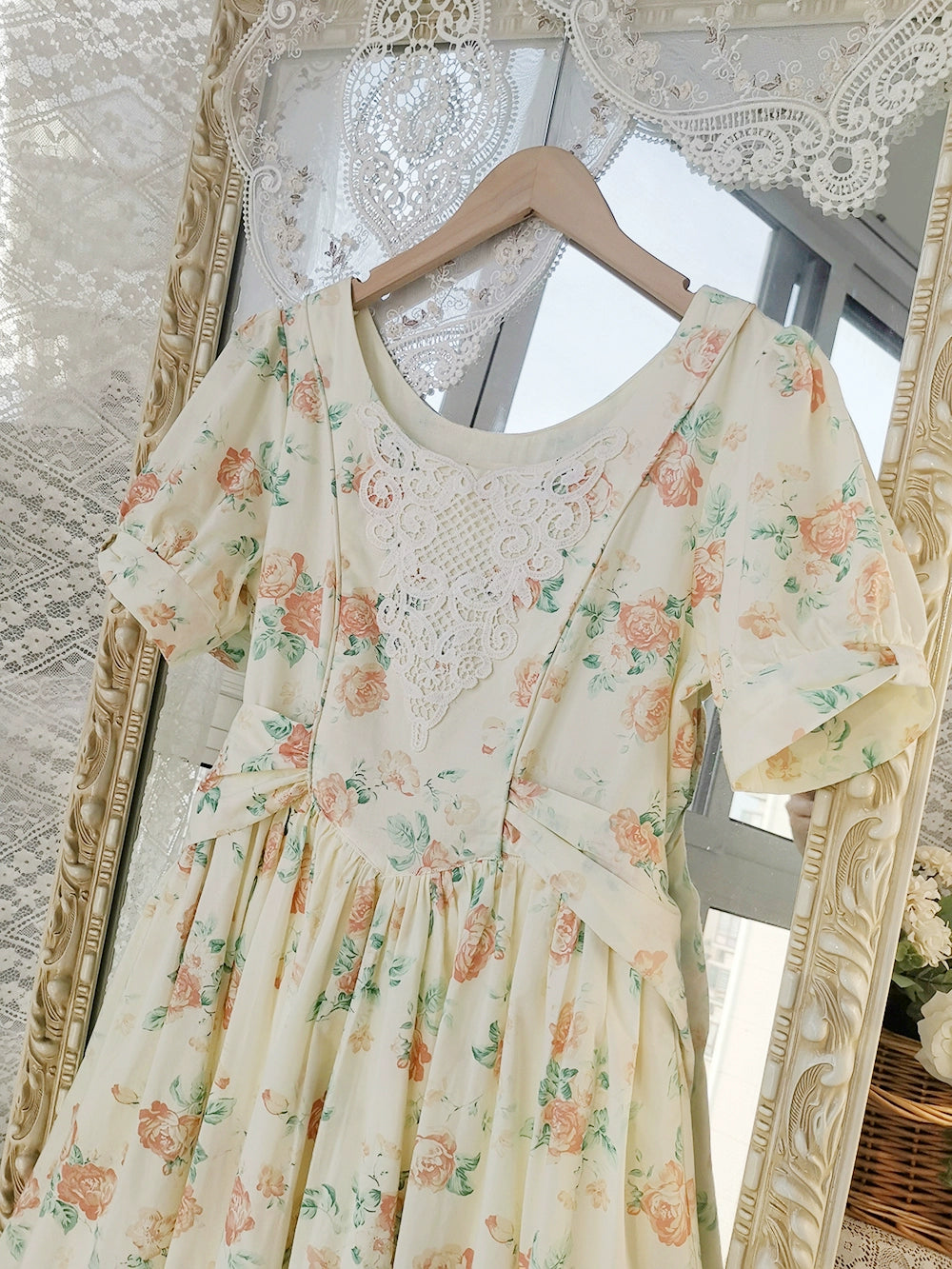 【予約販売】Rose Song ヴィンテージデザイン半袖ワンピース