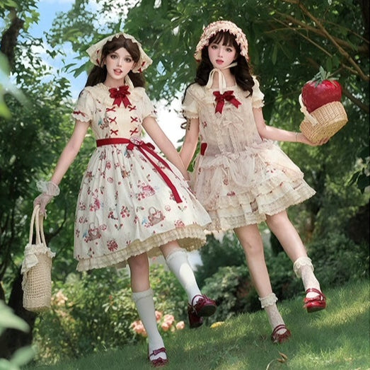 【受注予約8/14まで】 Strawberry Whisper プリントジャンパースカート