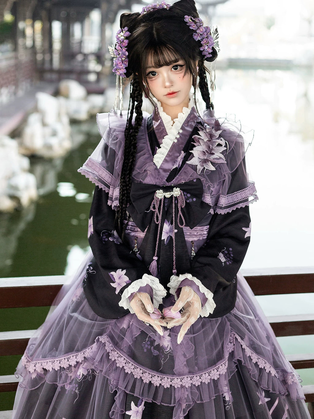 Purple Silk Lily 華ロリドレスセット