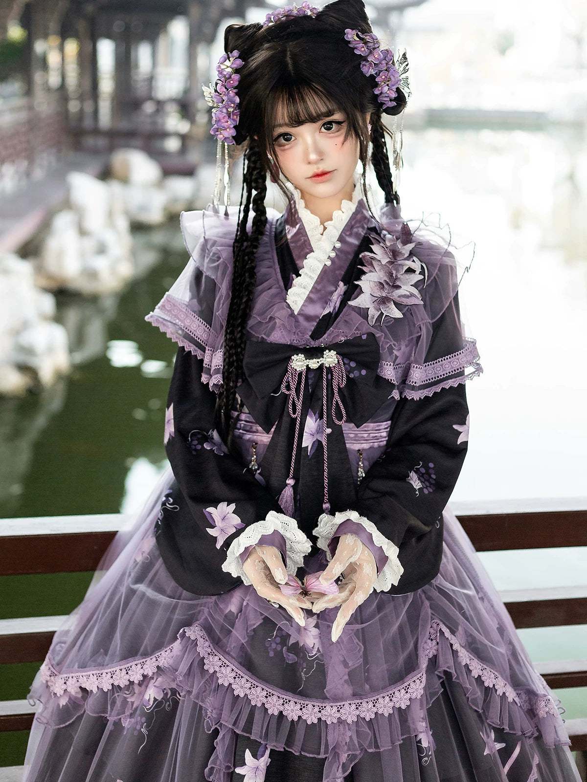 Purple Silk Lily 華ロリドレスセット