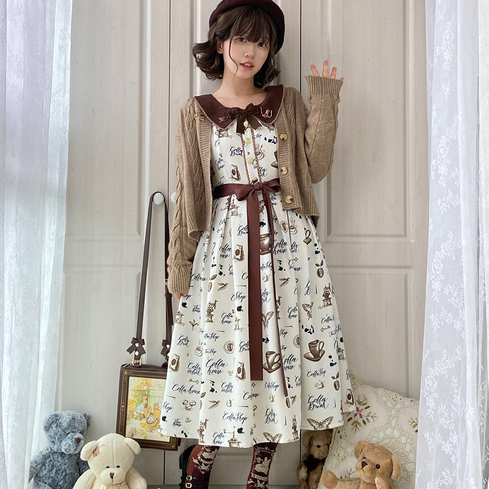 【予約販売】Caramel Latte Sweet レトロガーリーワンピース