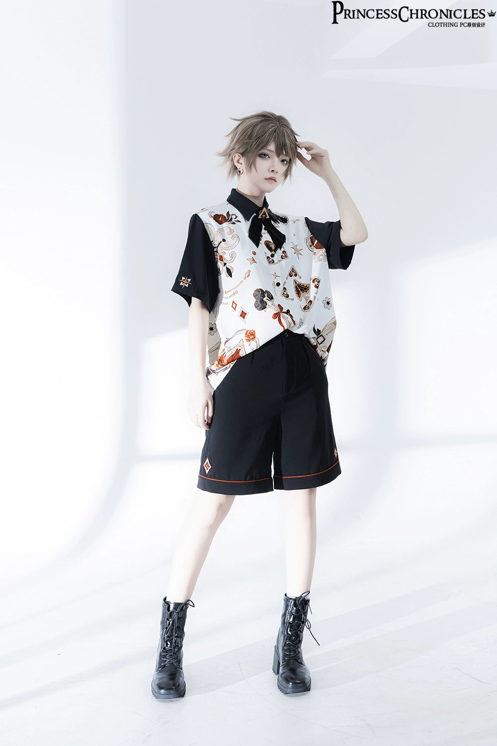 【予約販売】Flower Drunken Beauty 皇子系プリントブラウス