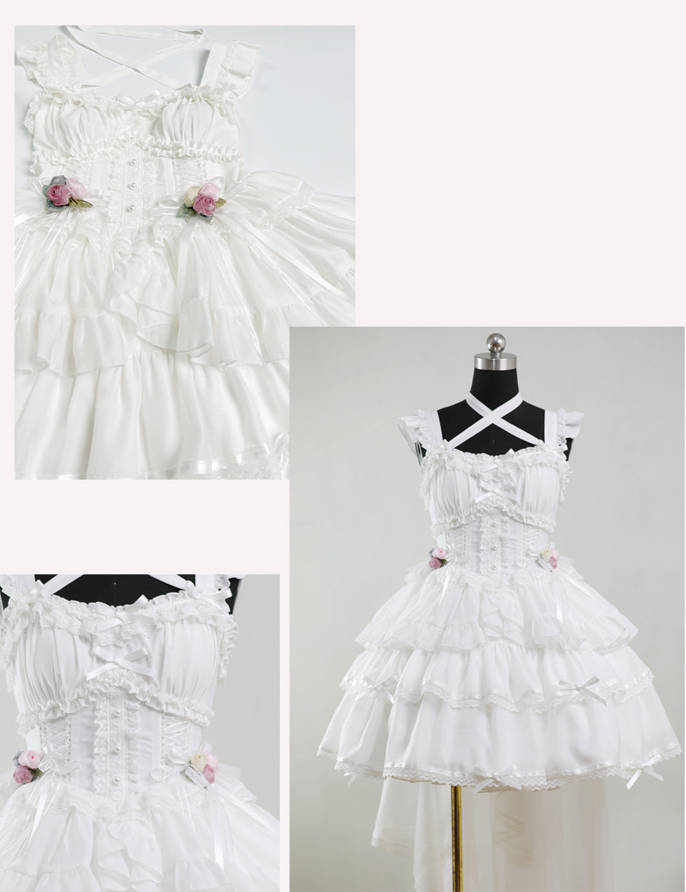 Pink Rose クロスネックジャンパースカート