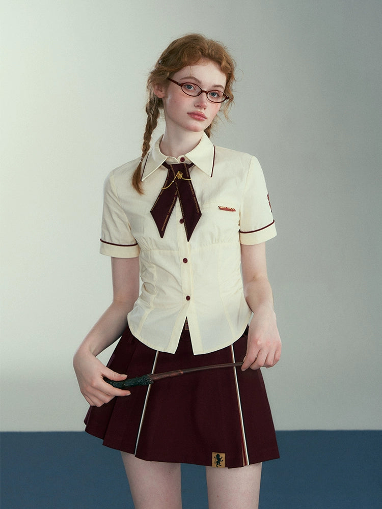 [Pre-order] Hogwarts School of Witchcraft and Wizardry Lined Waist Shaved Short Sleeve Blouse
