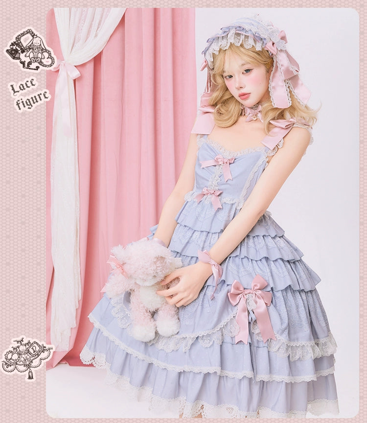 【再販・受注予約12/23まで】Lace Figure ティアードジャンパースカート