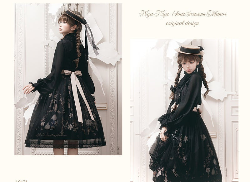 【受注予約11/19まで】Butterfly and Bone プリントジャンパースカート