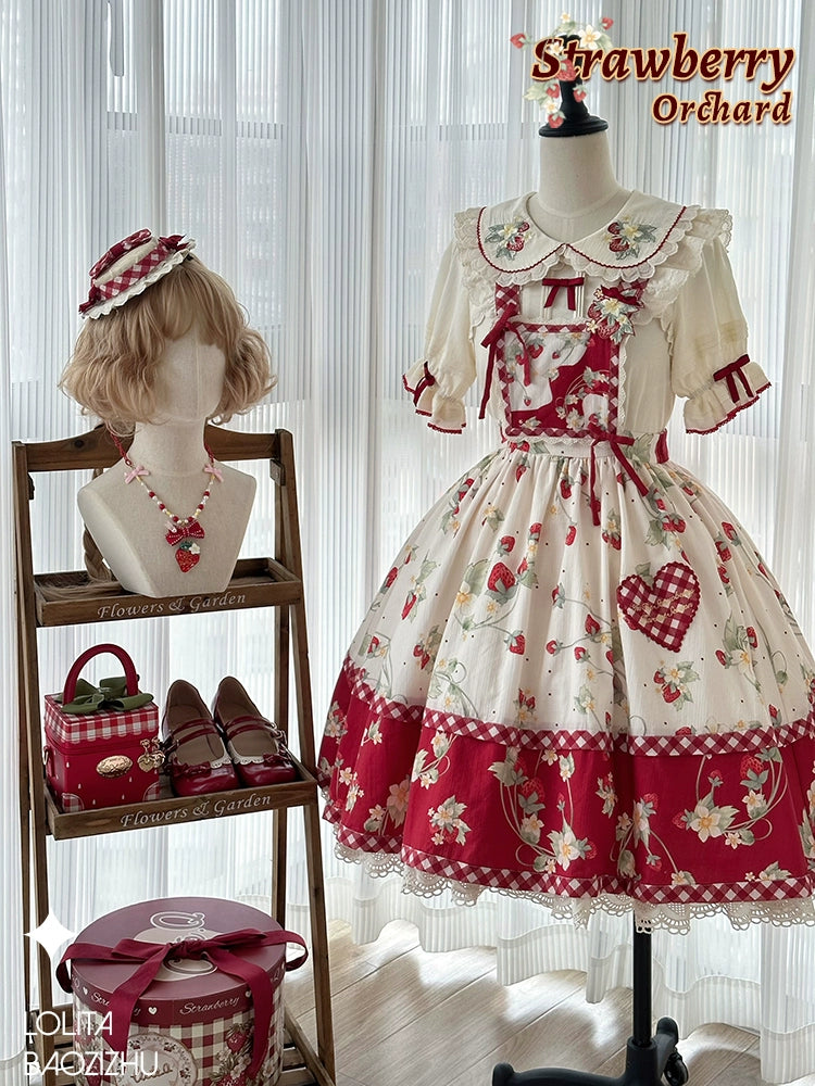 Strawberry Orchard Strawberry Suspender Skirt