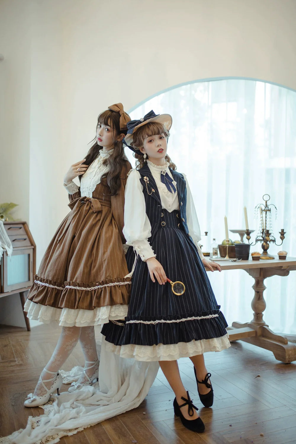 【予約販売】英国クラシカルロリィタ 縦縞ハイウエストスカート