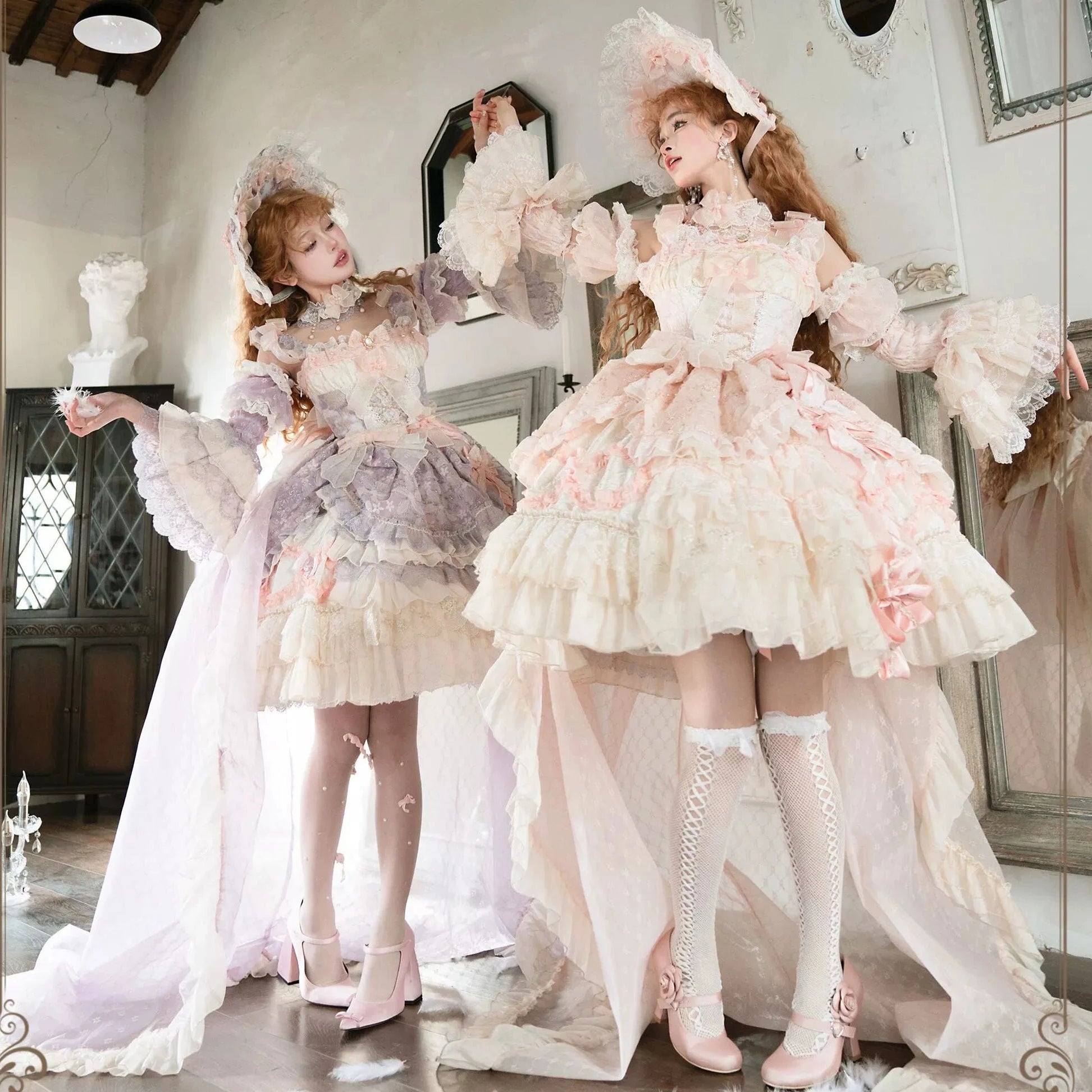 Find Brilliant Blossom レースの花嫁ドレス・ピンク＆パープル