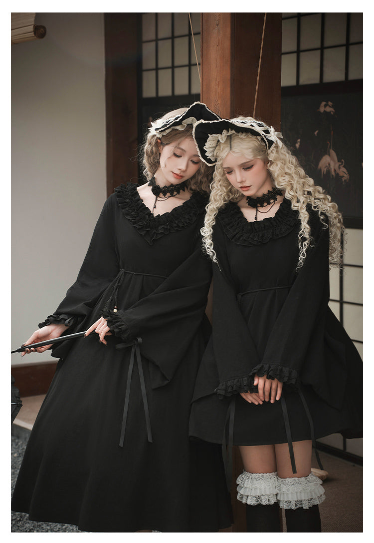 十六夜 和風メイドワンピースセット ショート丈