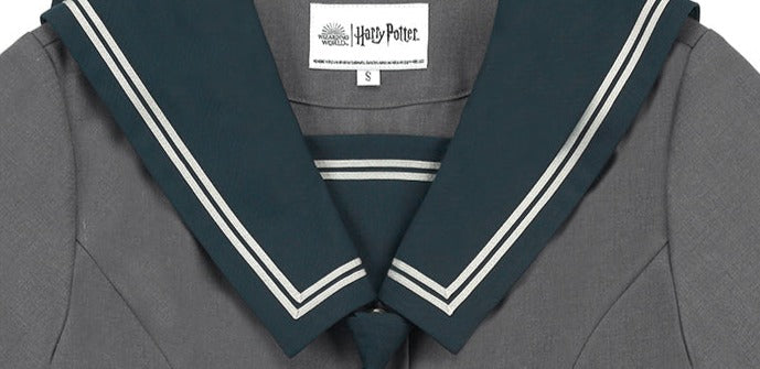 Hogwarts School of Witchcraft and Wizardry Sailor Collar Short Sleeve Top [Gray]