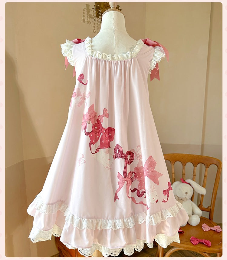 【受注予約6/11まで】Bow Rabbit フレアスリーブジャンパースカート