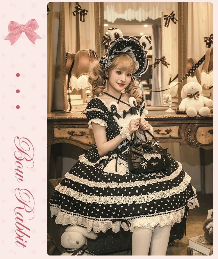 【受注予約6/11まで】Bow Rabbit 水玉ワンピース・全5色
