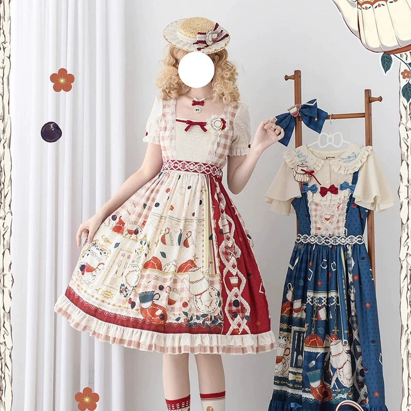 【予約販売】Picnic Tea Party スクエアネックワンピース