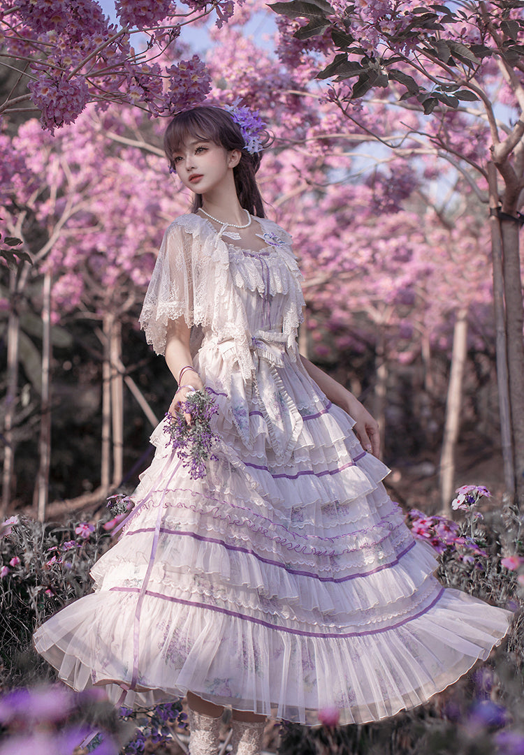 【受注予約3/12まで】The Veil of the Flora ティアードジャンパースカート
