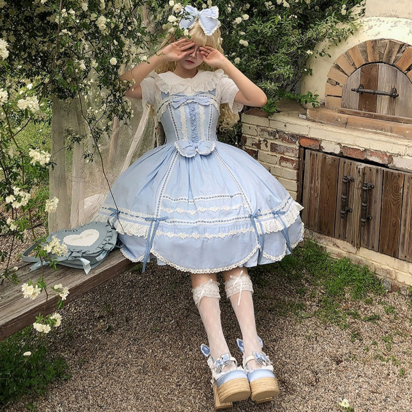 【予約販売】Antique Petal Rabbit リボンジャンパースカート