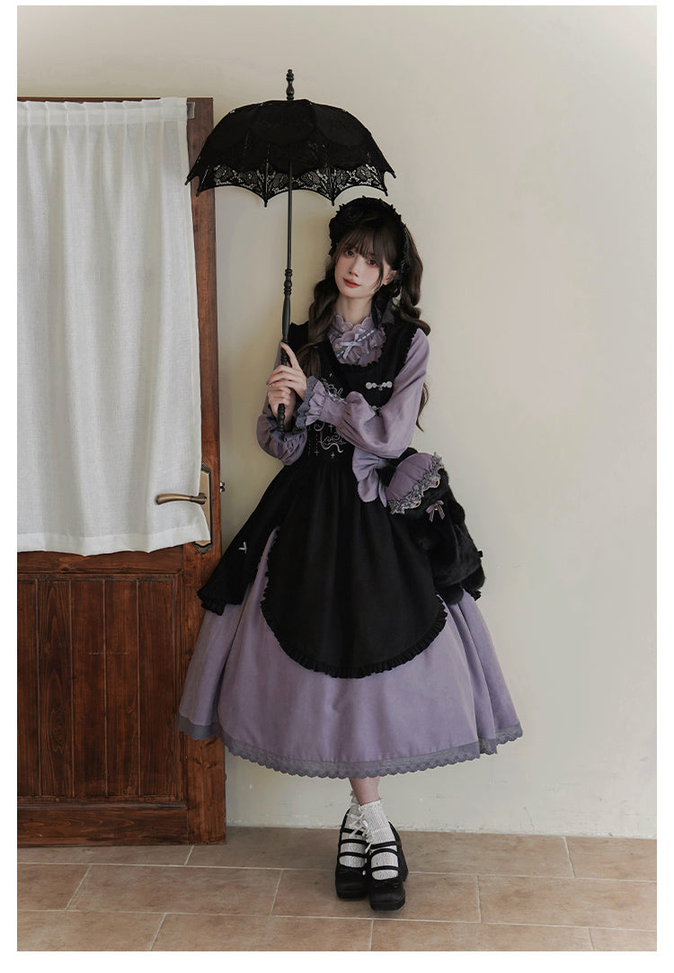 Sweet Moon 鈴蘭刺繍の華ロリエプロンとワンピース