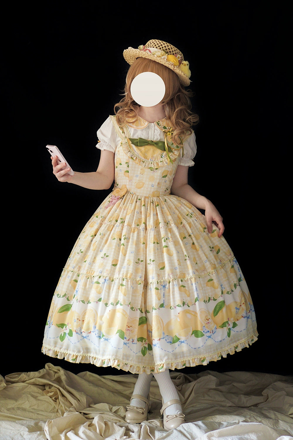 【予約販売】Lemon Sweetie プリントジャンパースカート・ロング丈