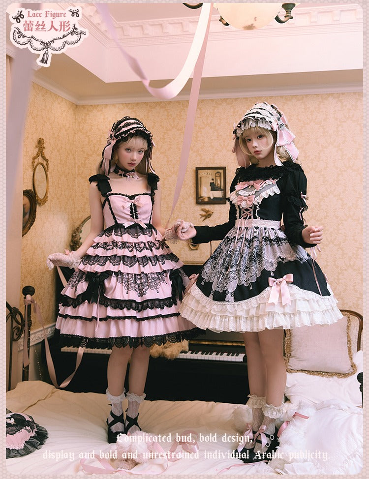 【再販・受注予約12/23まで】Lace Figure ティアードジャンパースカート