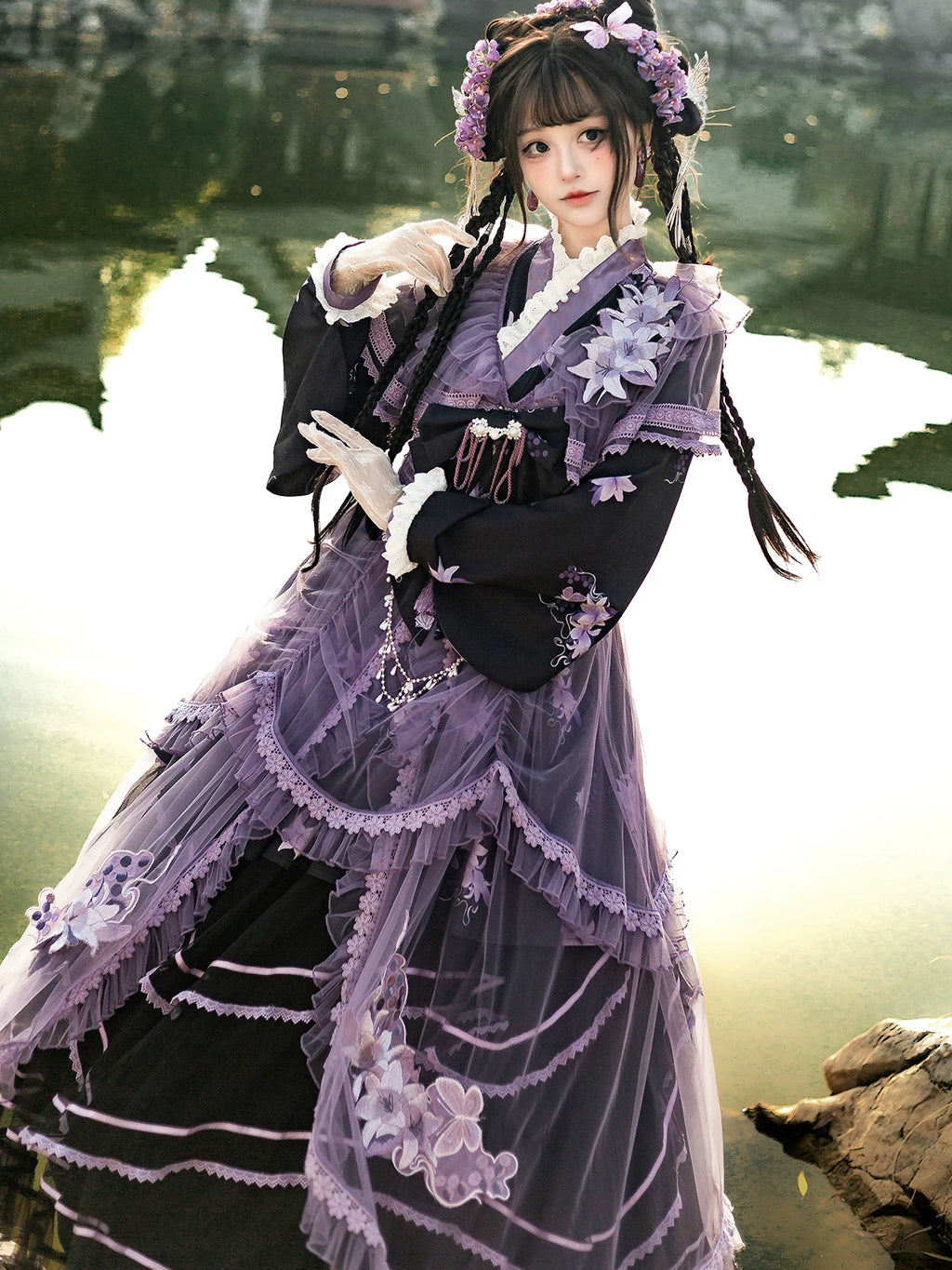 Purple Silk Lily 華ロリドレスセット
