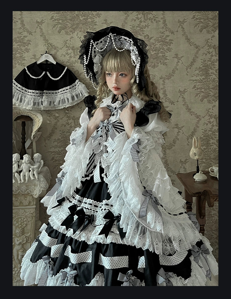 [Pre-orders available until 12/11] Concerto Out of Order Monotone Sweet Lolita Jumper Skirt Full Set