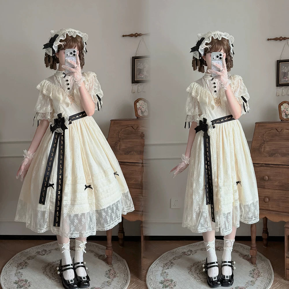 【受注予約10/13まで】Dream Lace クラシカル半袖ワンピース