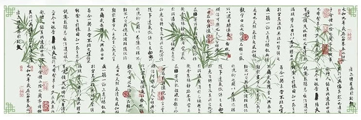白緑 竹模様の2wayアームスリーブ付ワンピース
