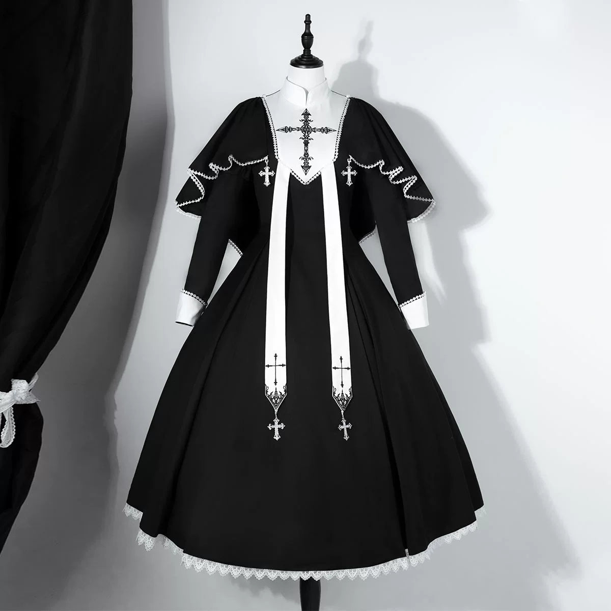 Nun-style cross-design gothic lolita long dress and cape RonRon Nun-style cross-design gothic lolita long dress and cape RonRon