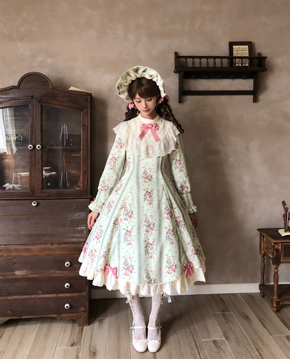 【受注予約10/20まで】Susan Garden クラシカル長袖ワンピース・ロング丈