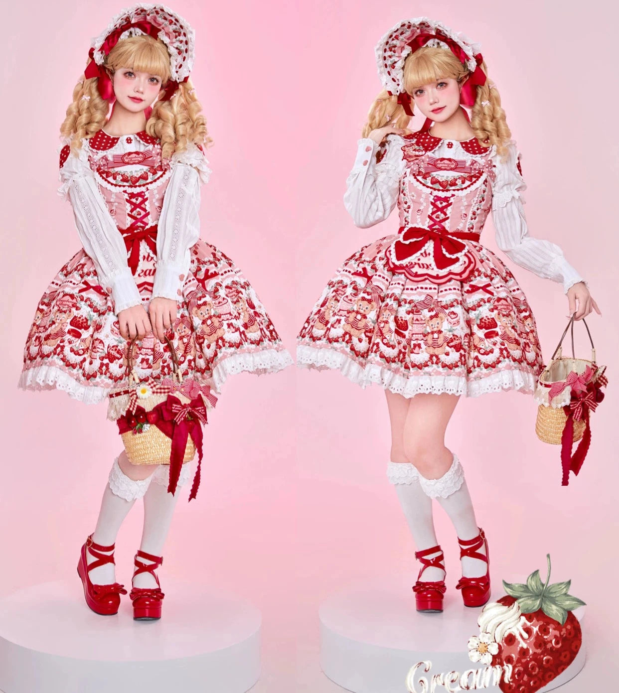 [Pre-orders available until 8/28] Bear Strawberry Garden Jumper Skirt