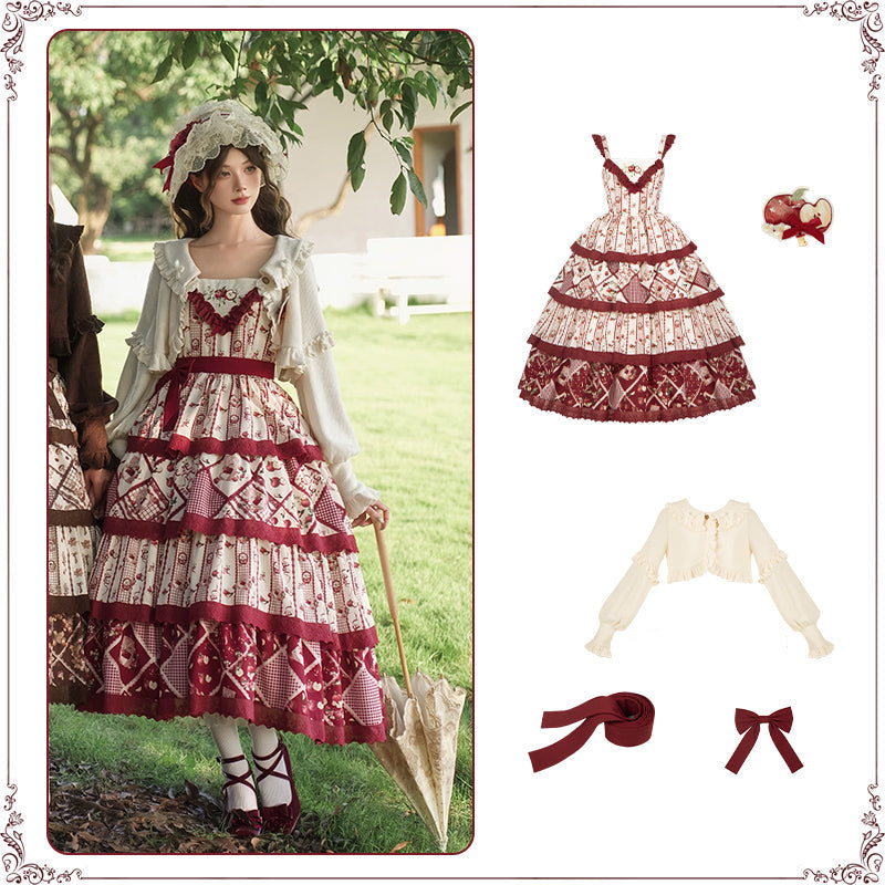 秋色のフローラルジャンパースカート