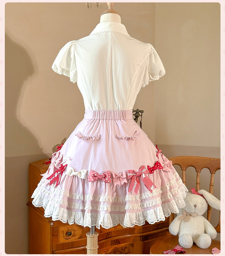 【受注予約6/11まで】Bow Rabbit リボンのサスペンダースカート