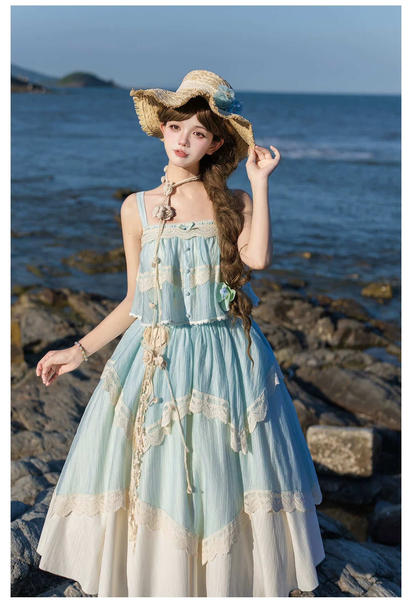 Bluebell Summer キャミソールトップスとロングスカートのセットアップ・帽子付き