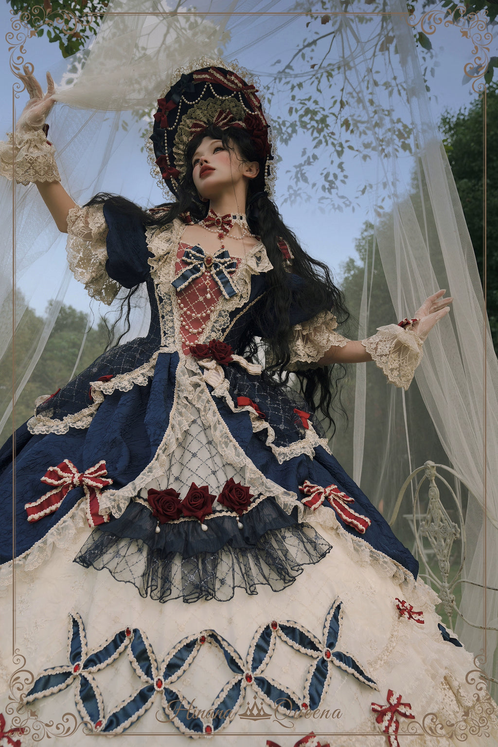 【受注予約6/26まで】Mirror Snow White プリンセスロングドレス・ネイビー