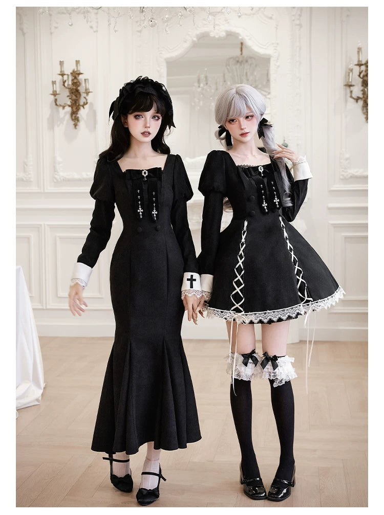【予約販売】ゴシックマーメイドワンピース・ロング丈