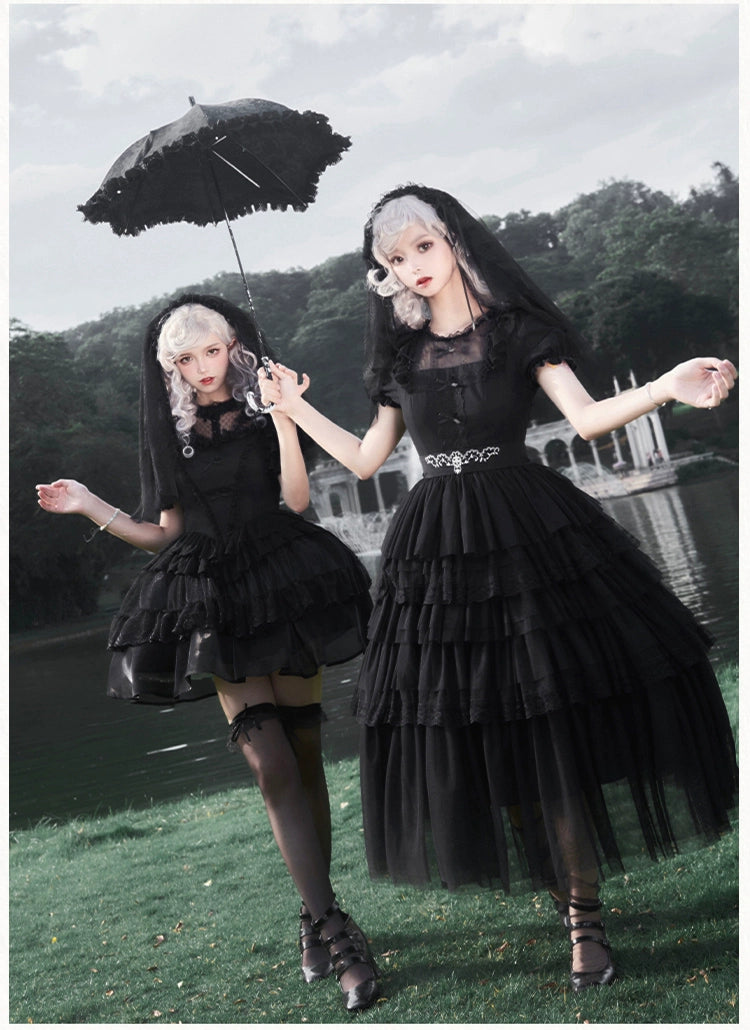 Dark Fairy 5-tiered ruffled tulle dress