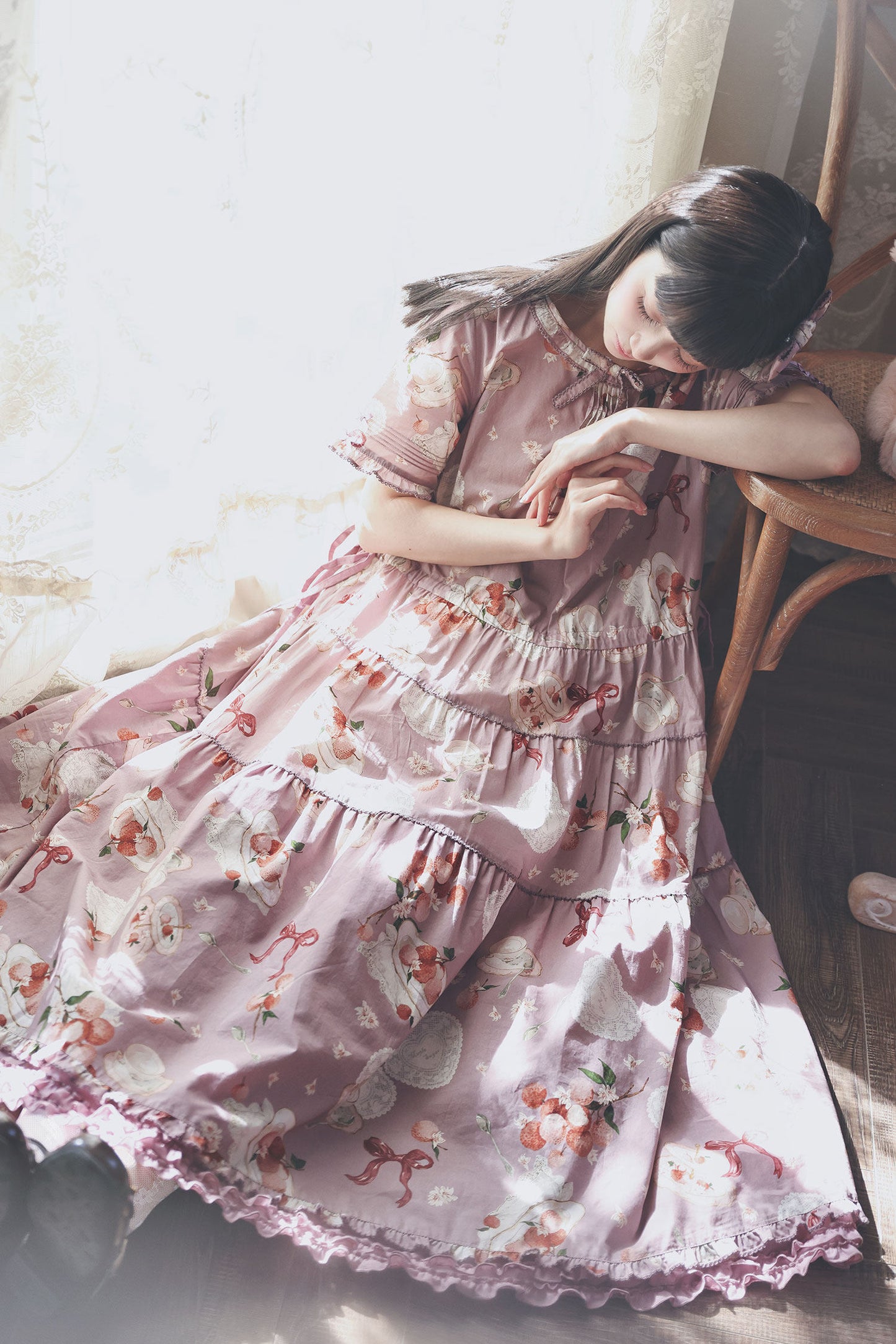 【受注予約1/22まで】Litchi Tea プリントワンピース