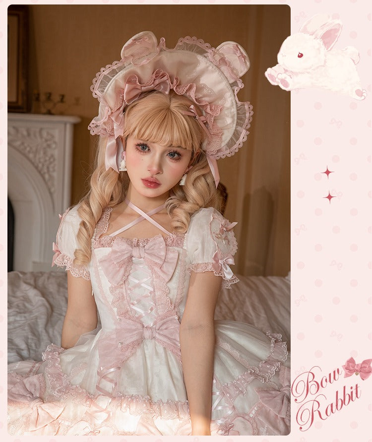 【受注予約6/11まで】Bow Rabbit リボンとハートのシアーワンピース・全2色