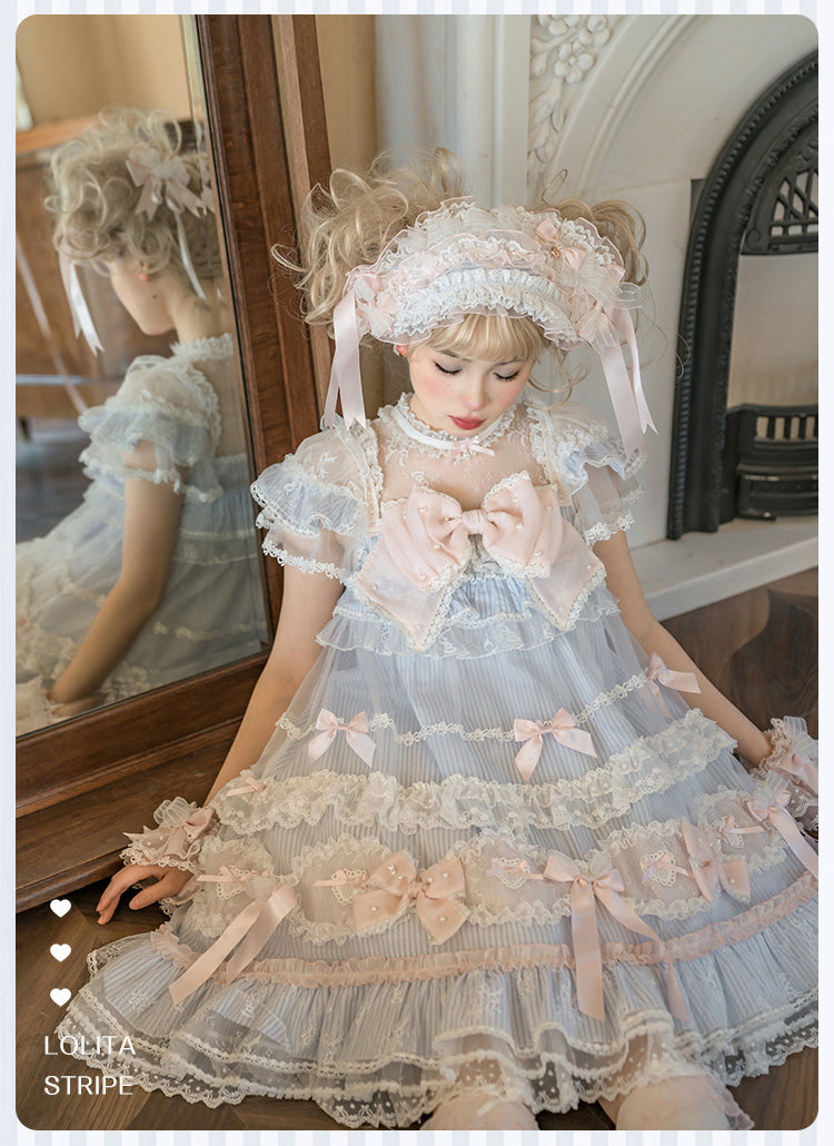 【受注予約5/14まで】Striped Maiden レースのハイネックワンピース
