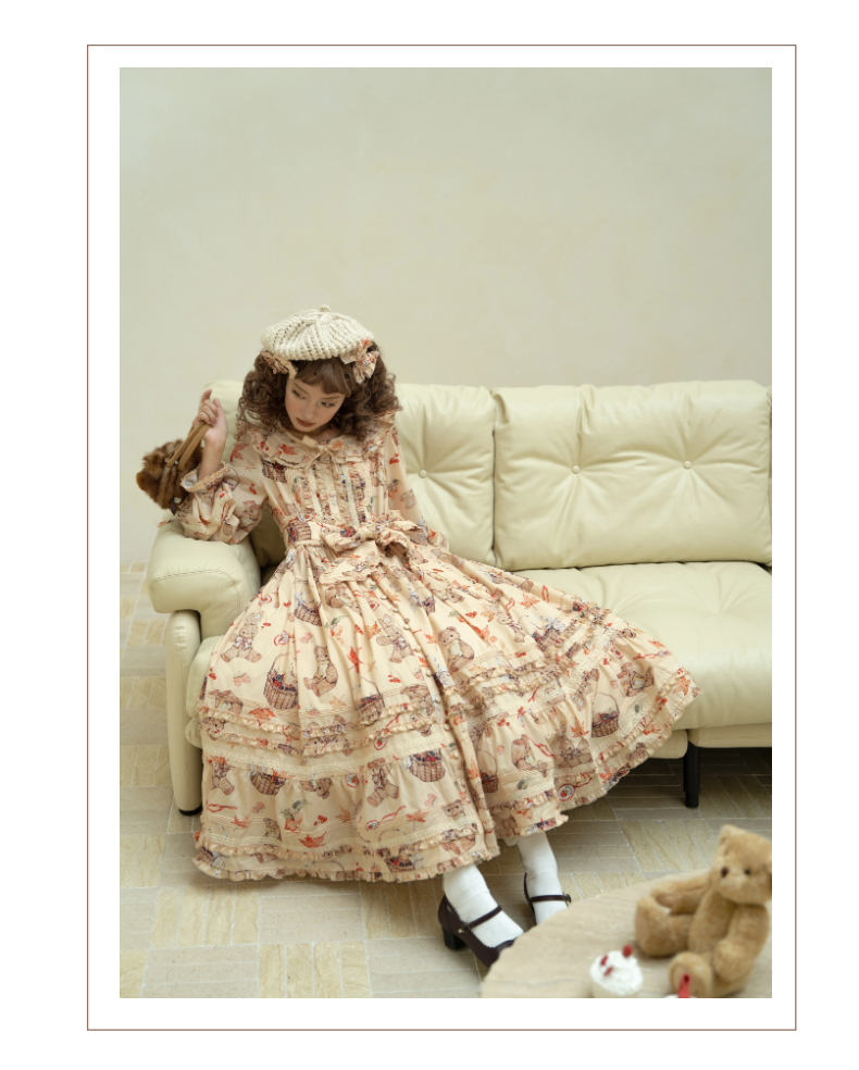 [Pre-orders available until November 4th] Autumn Rabbit Bear One-piece dress and jumper skirt, luxury version