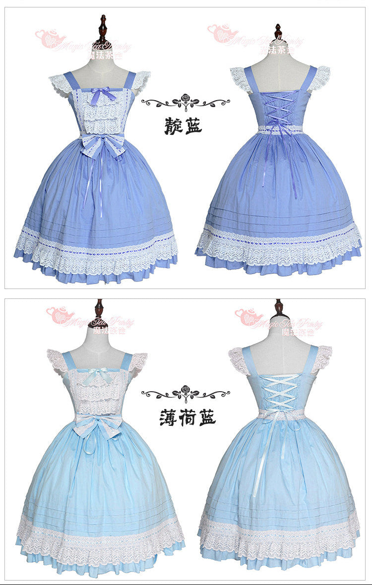 フリルレースのジャンパースカート カチューシャ付 全10色 – ロリータ