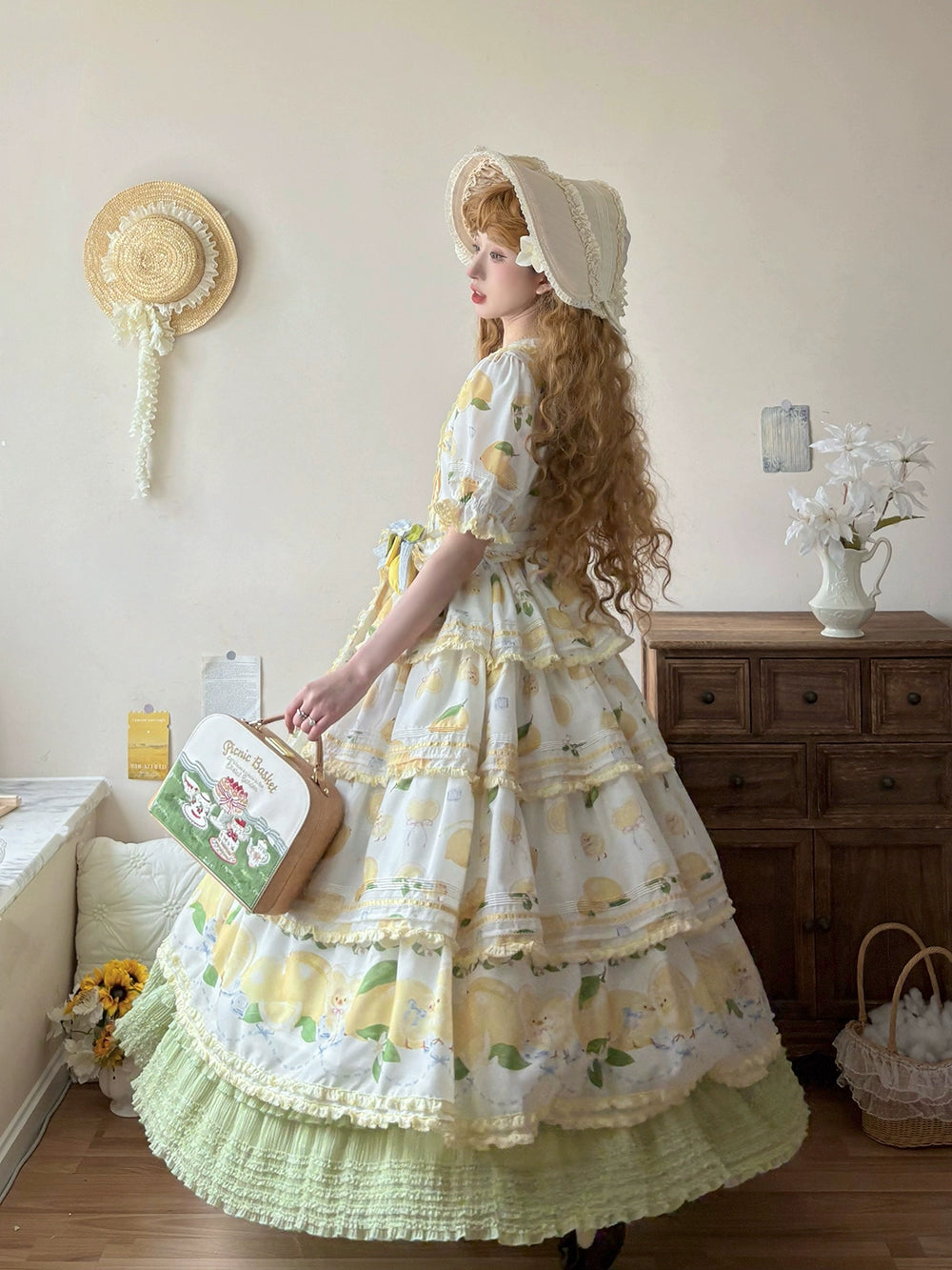 【予約販売】Lemon Sweetie プリント半袖ワンピース・ラグジュアリータイプ
