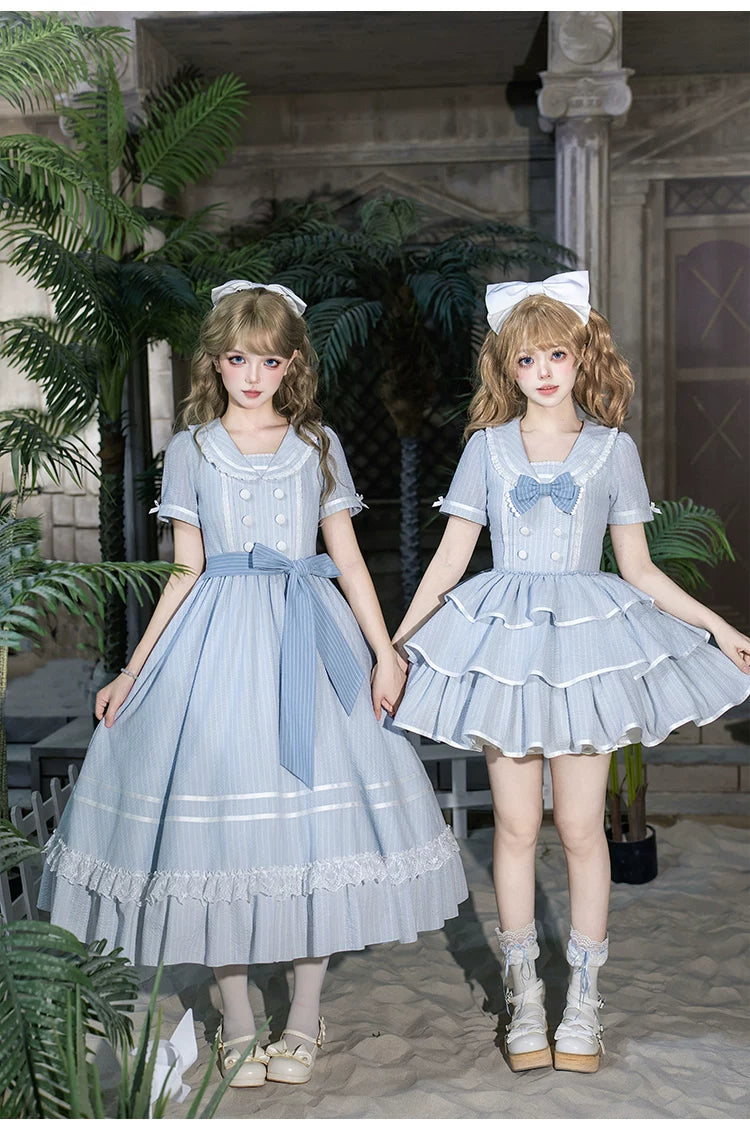 【予約販売】Seven Day Bell マリン風ロング丈ワンピースとエプロン