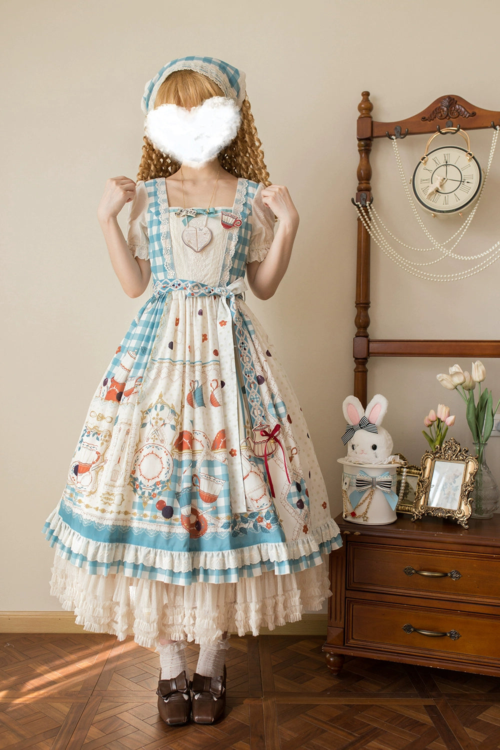 【予約販売】Picnic Tea Party スクエアネックワンピース