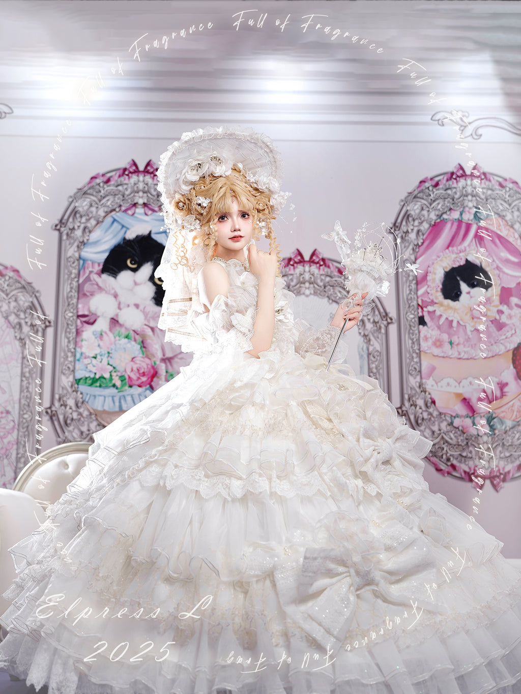 [Pre-orders available until 2/26] Full of Fragrance Dress with Train and Inner Skirt - White
