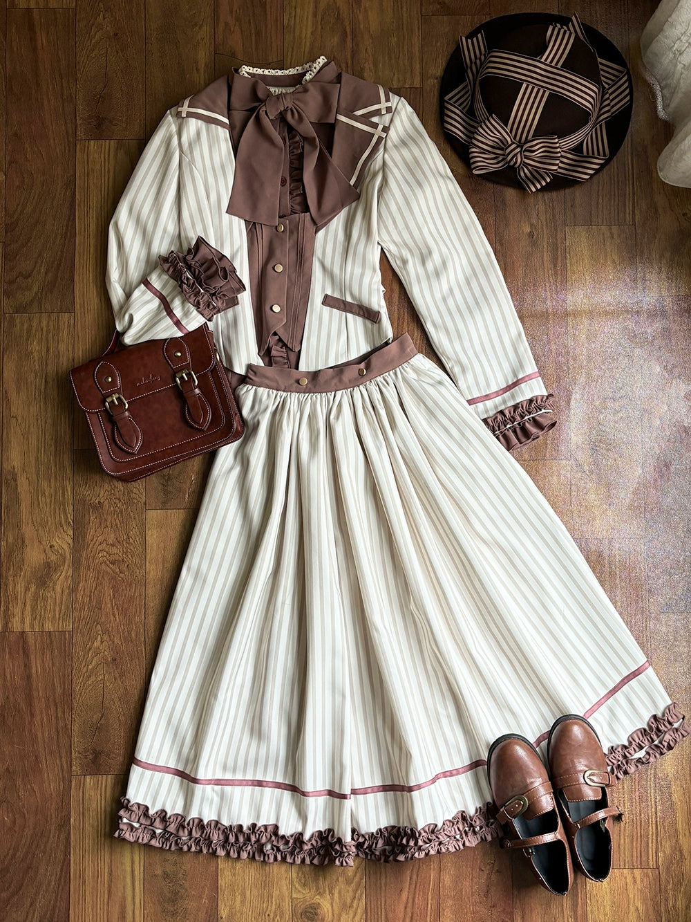 【予約販売】Classic Chocolat Stripe ストライプスカート・ロング丈
