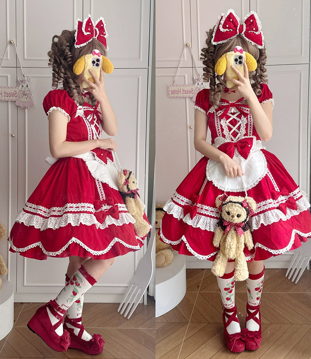 【予約販売】Antique Petal Rabbit リボンワンピース
