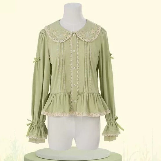 【再販・受注予約2/12まで】Fragrant Grass 丸襟コットンブラウス