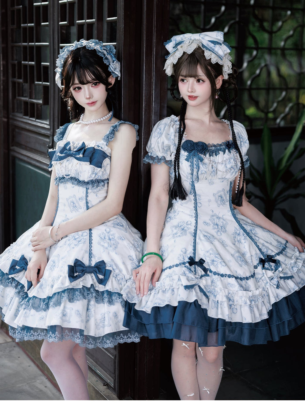Blue Floral Rose プリントワンピース