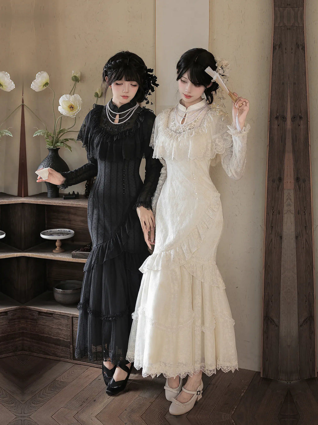 Shadow Blossom ホワイトレースマーメイドワンピース